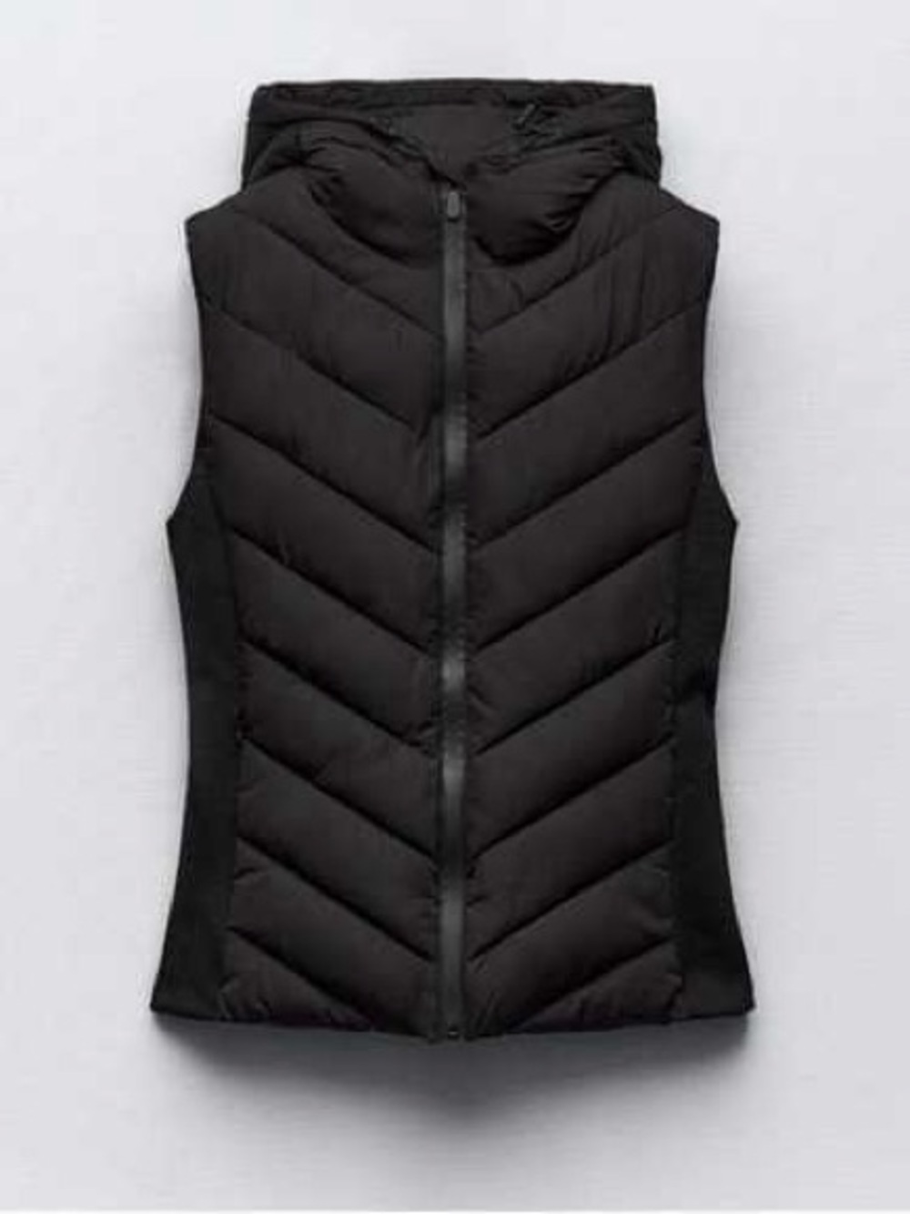 Zara Black Quilted Hooded Puffer Vest